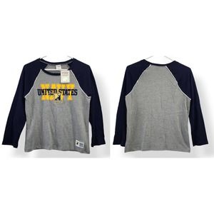 Victoria's Secret PINK United States NAVY 3/4 Sleeve Tee Small Sequin Bling NEW